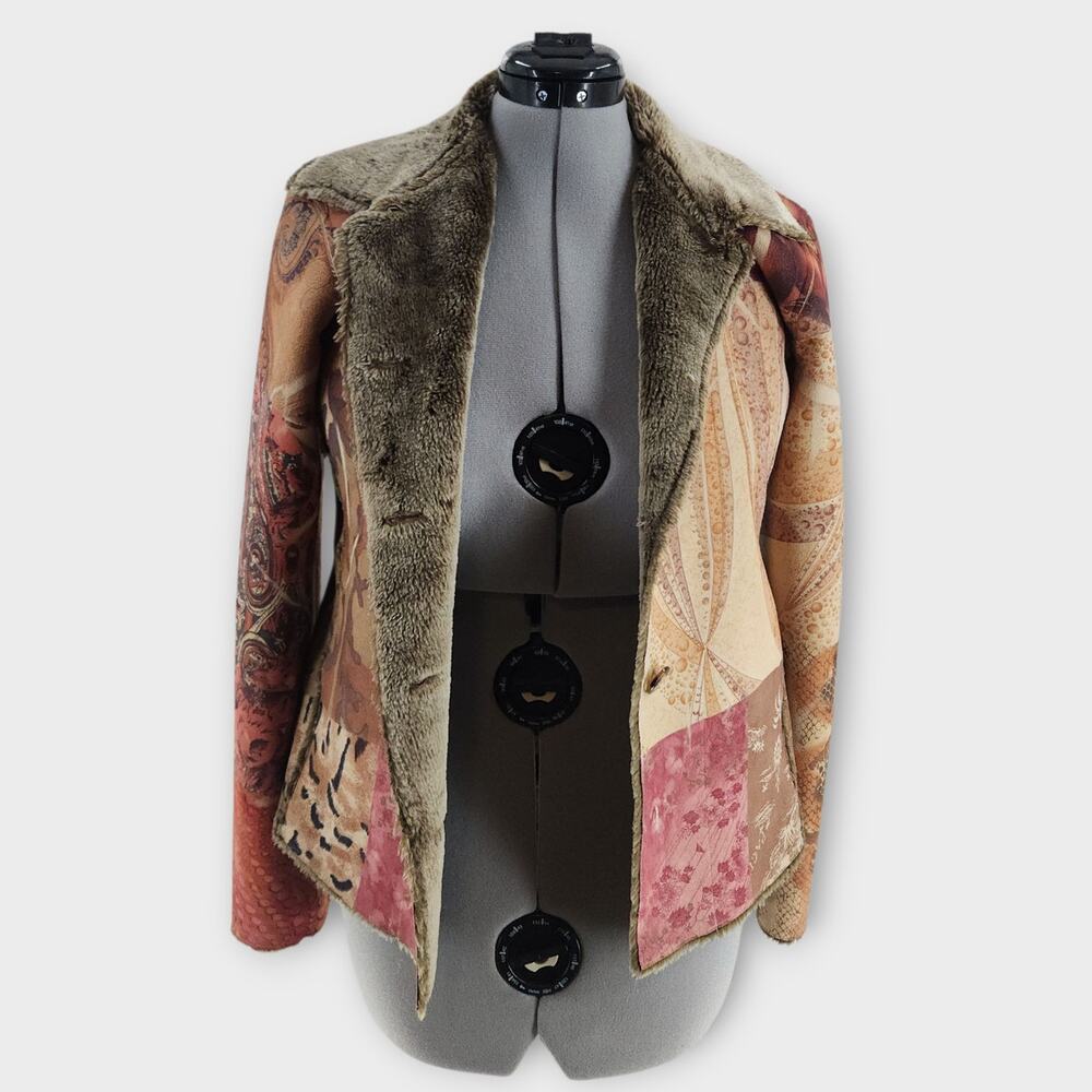 Weavz Suede Jacket Women's S Patchwork Button Dow… - image 1